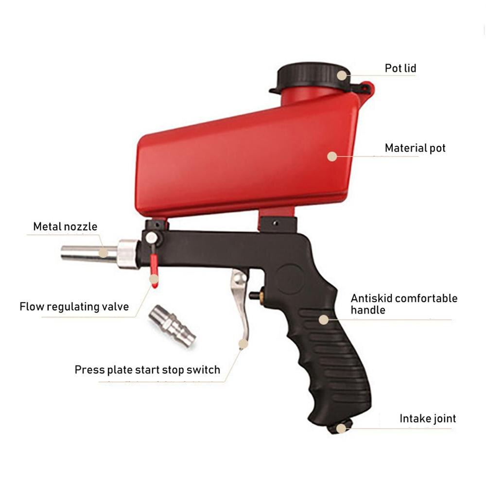 90PSI Portable Gravity Sandblasting Gun Pneumatic Small Sand Blasting Machine Adjustable Rust Blasting Device Set