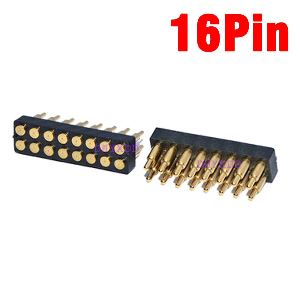 1pcs Male Spring Loaded Pogo Pin Connector 4 6 8 10 12 14 16 20 Pin Dual Row Surface Mount SMT DIP Height 7.0mm Pitch 2.54 mm: Gold