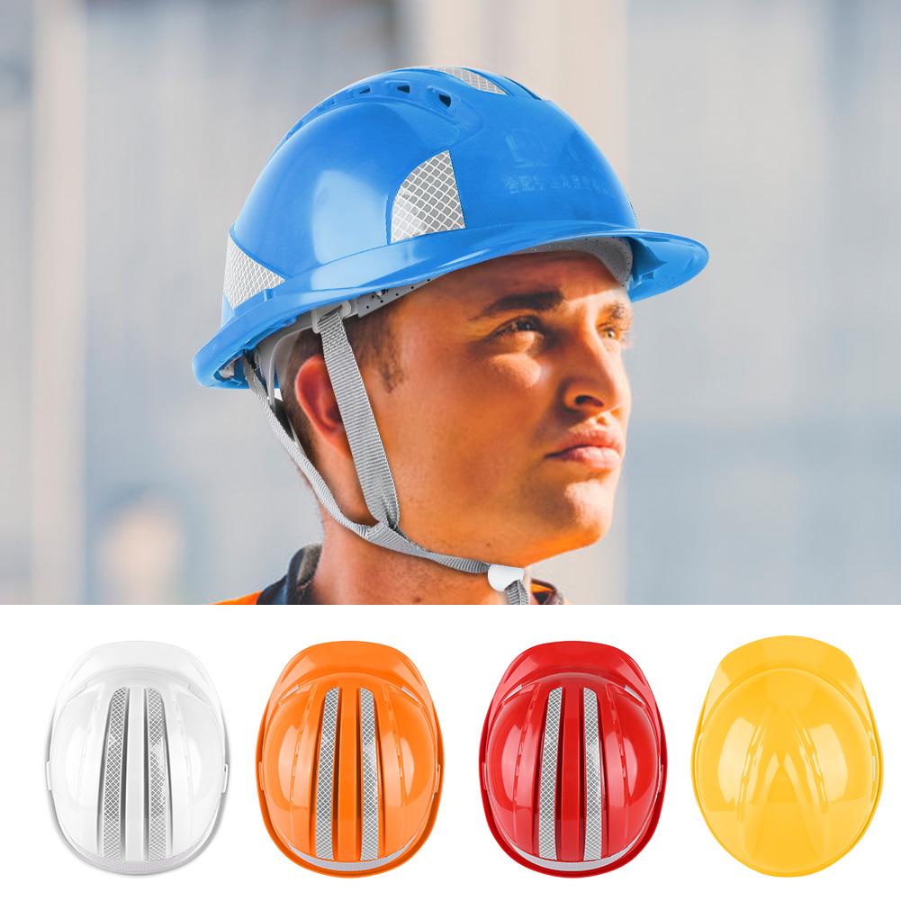 Worker Construction Site Protective Cap Ventilate ABS Hard Hat Reflective Stripe Safety Helmet