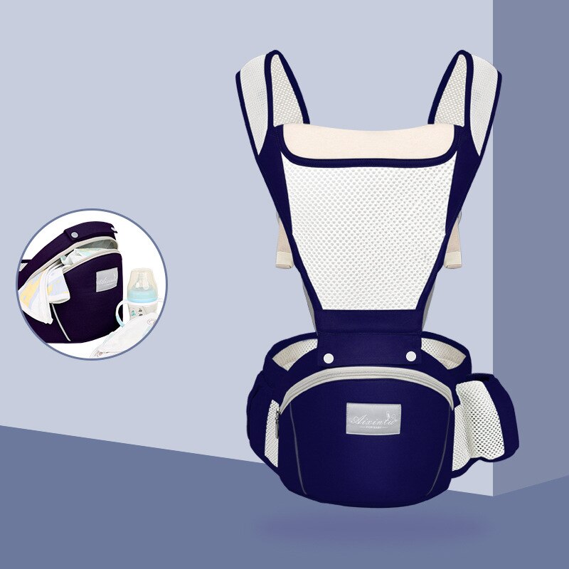 2022 0-48 Month Ergonomic Baby Carrier Infant Baby Hipseat Carrier 3 In 1 Front Facing Ergonomic Kangaroo Baby Wrap Sling: Navy blue 353