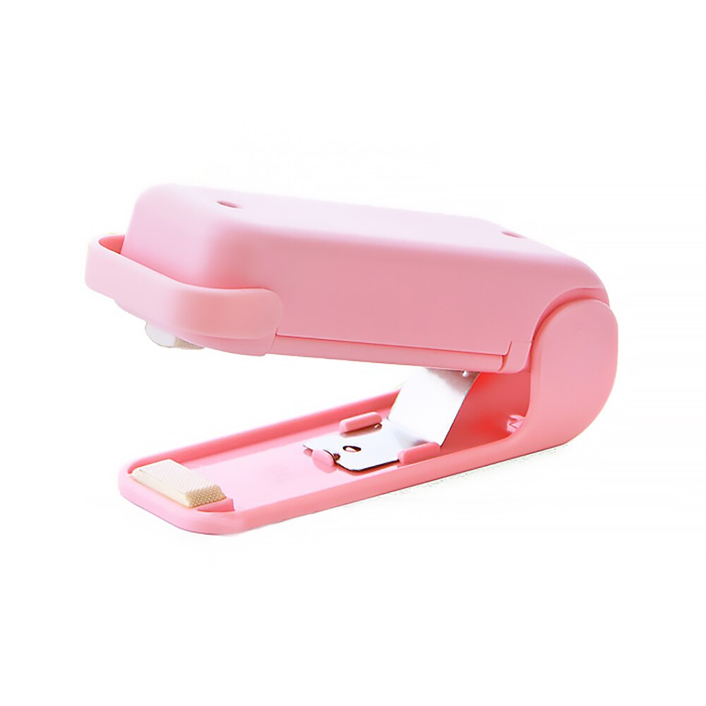 forsegler bærbar mini husholdningsforseglingsmaskin forsegler matsparer plastpose capper håndtrykk uten batteri: Rosa uten batteri