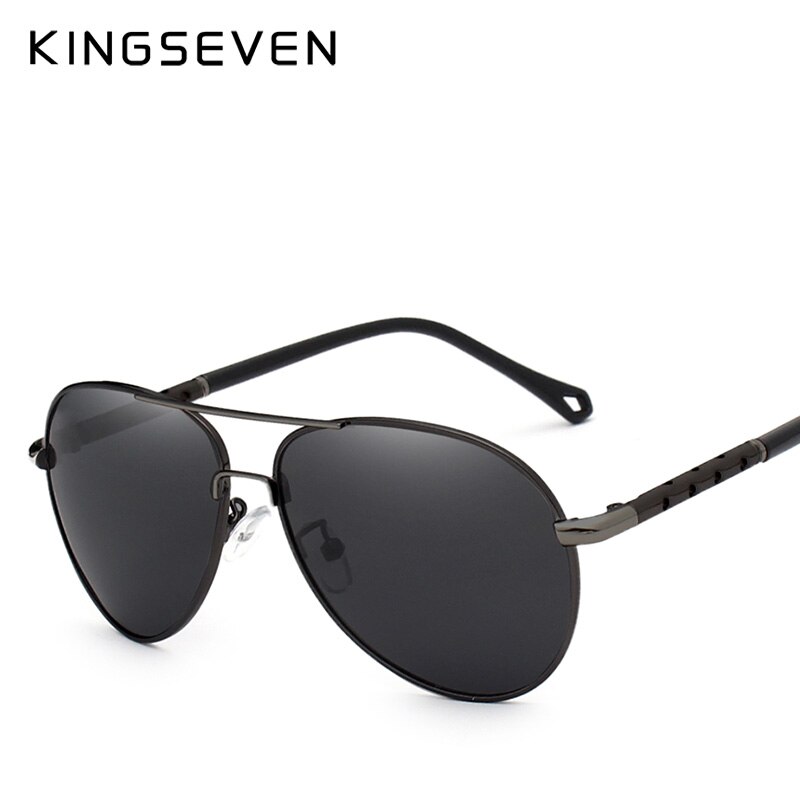 KINGSEVEN Brand Pilot Sunglasses Men and Women Polarized Mirror Hollow Frame UV Glass Goggles For Driving Fishing N7866: Black