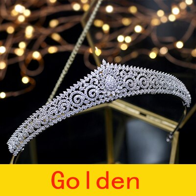 Wedding Tiaras Bridal Headpiece Bride Hair Jewelry Queen Crowns Tocado Novia Wedding Hair Accessories: Gold