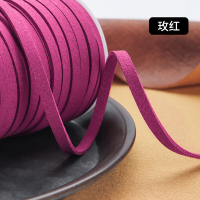 5MM 5yards Flat Faux Suede Braided Cord Leather Korean Velvet Leather Belt for Jewelry Making Diy Handmade Bracelet: rose pink