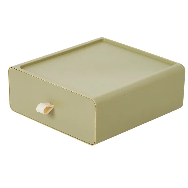 Cajón de escritorio apilable, caja de almacenamiento con asa, gran capacidad, organizador de artículos diversos, almacenamiento para el hogar: Verde
