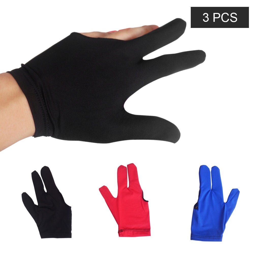 3Stck Drei Finger Snooker Billard Handschuhe Frauen Männer Verknüpfungen Rechts Hand Billard Warteschlange Handschuh Spandex Saugfähigen Warteschlange Sport Handschuh