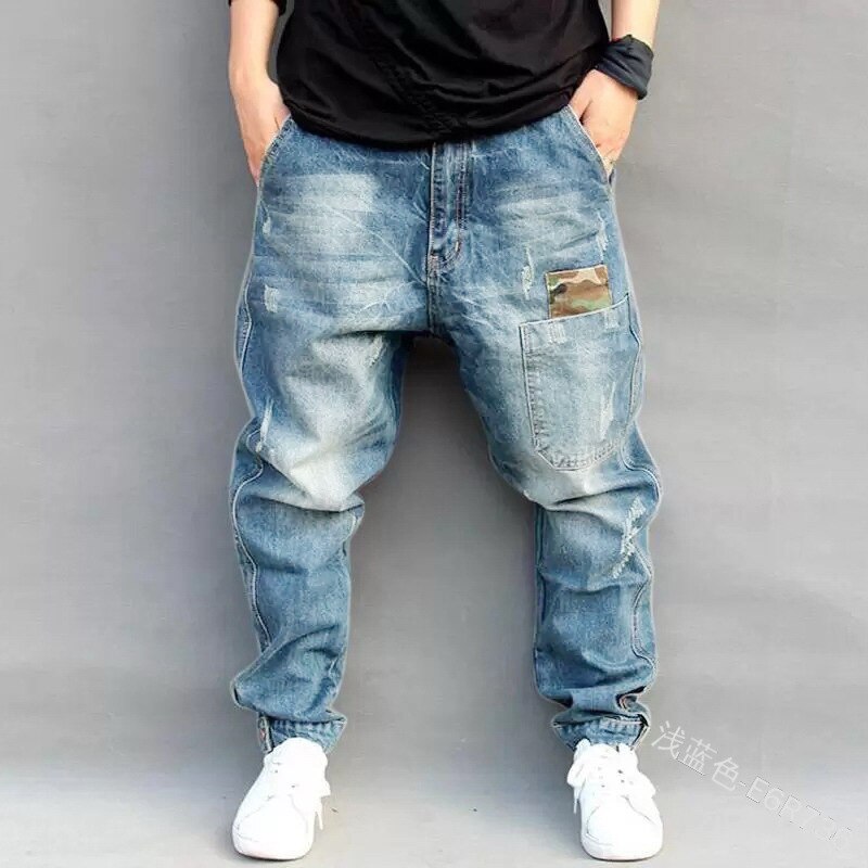 Jeans Mannen Potlood Harembroek Solid Herfst Winter Ljean Hip Hop Goth Punk Kleding Vriendje Plus Size Denim Broek Streetwear: Light-Blue / S