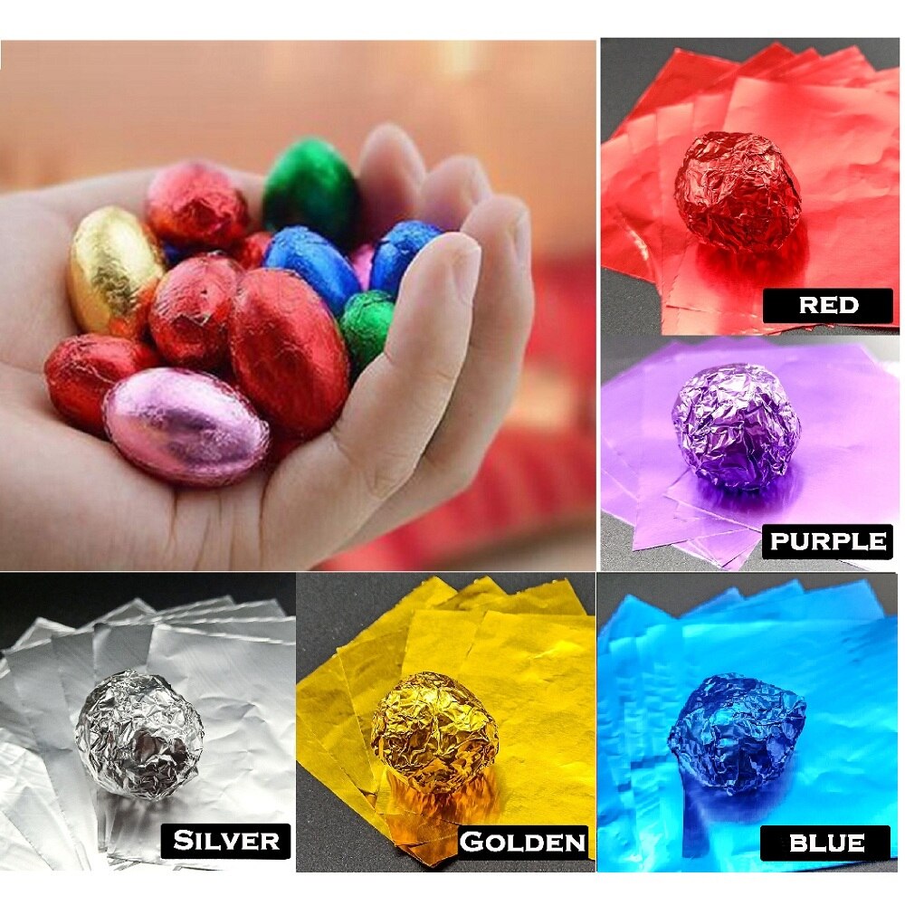 200pcs 10x10cm DIY Chocolate Paper Candy Packaging Paper Sweets Square Wrapper 6 Colors for Valentine's Day Birthday Party