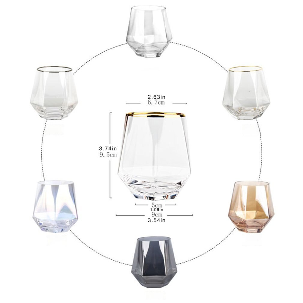 Phnom Penh Diamond Colorful Glass Bar Hexagonal crystal Whiskey spirits glass Juice cup Wine set