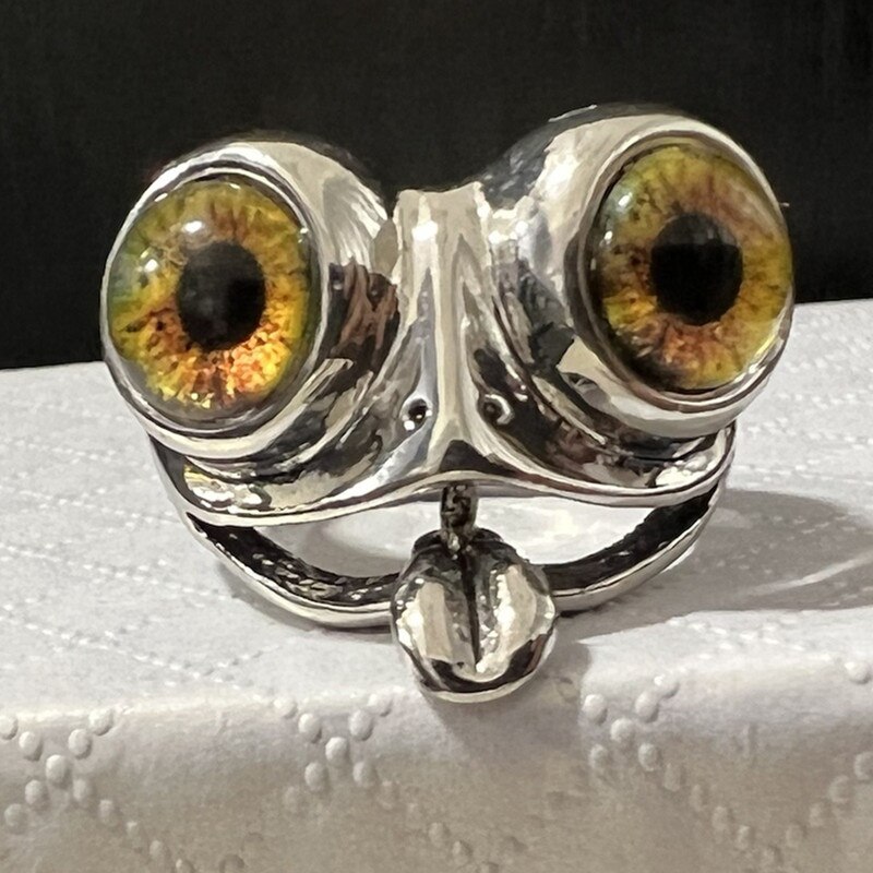 Niedliche froschringe mit herausgestreckter zunge für damen und mädchen, große froschaugenringe, verstellbare offene manschettenringe, Party-fingerringe, gotisch-schmuck, bague