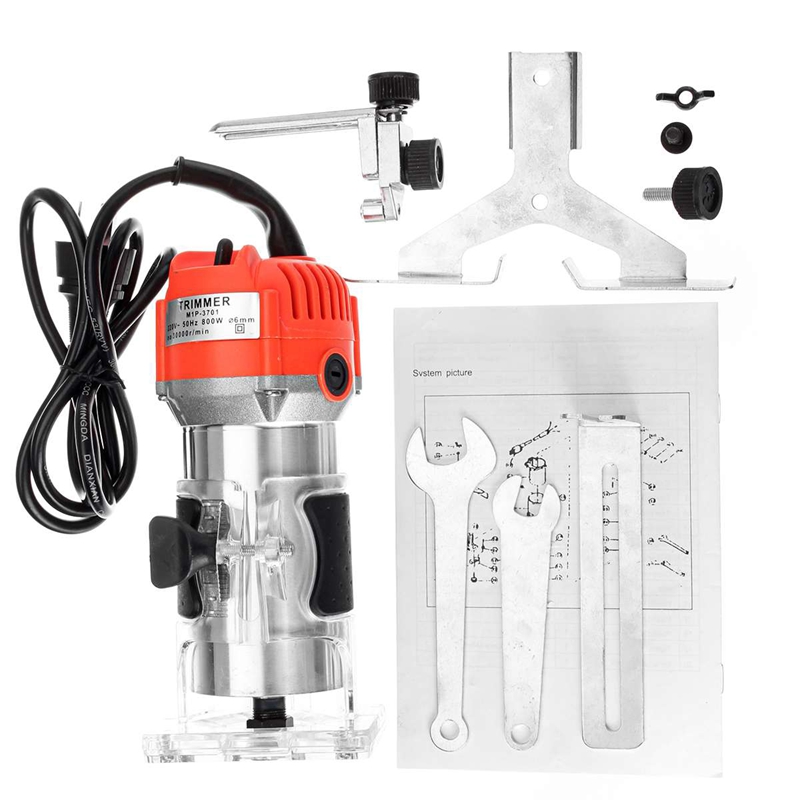 EASY-800W 220V 30000Rpm Electric Hand Trimmer Wood Router Laminate 6.35Mm Durable Motor Diy Carving Machine Woodworking Power To