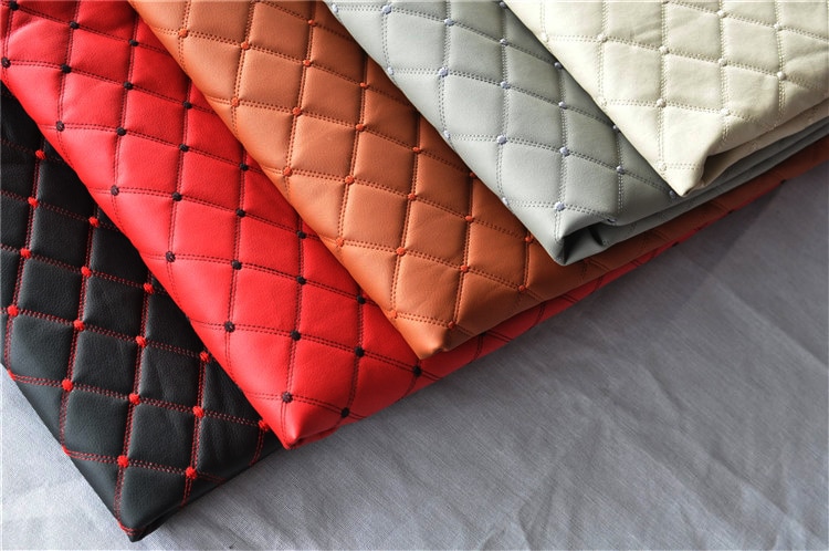 Alcantara pu læder / perforeret broderet plaid stof / bil interiør tag stof / plaid auto sæde pude svamp stof