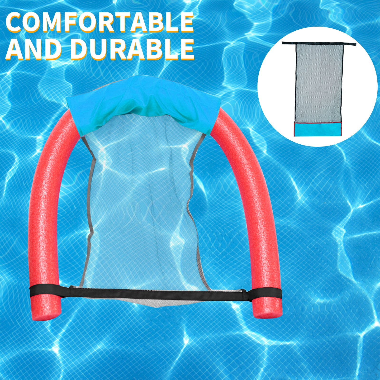 Water Floating Noodle Net Chair Summer Swimming Net Foldable Sticks Portable Pocket Hammock Lounger Raft Toys Pool Accessories