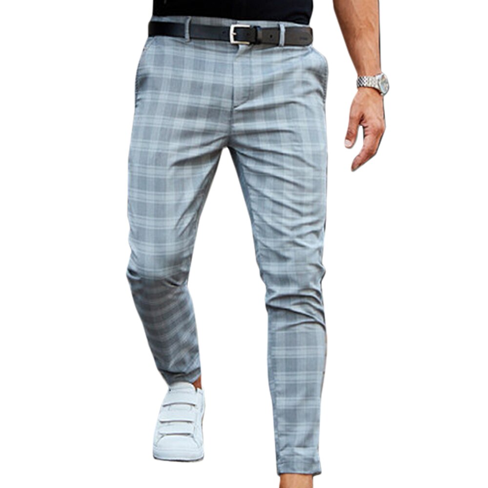 Men Pants Smart Casual Pants Men Clothing Plaid Pencil Pants Men Clothing Long Trousers Male