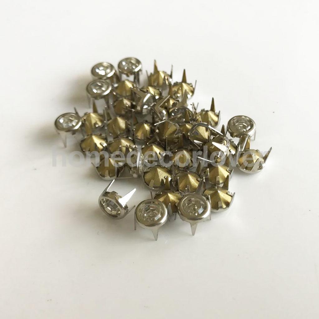 50 stk kløede rhinestone nitter punk pigge nitter flad kegle dekorative nitter gør det selv sæt til tøj tøj taske sko læder: 7mm sølv