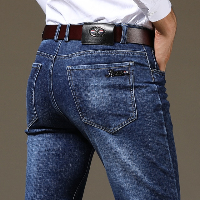 Icapns denim herre jeans lige denim bukser klassisk elasticitet jeans mænd business casual lange bukser efterår
