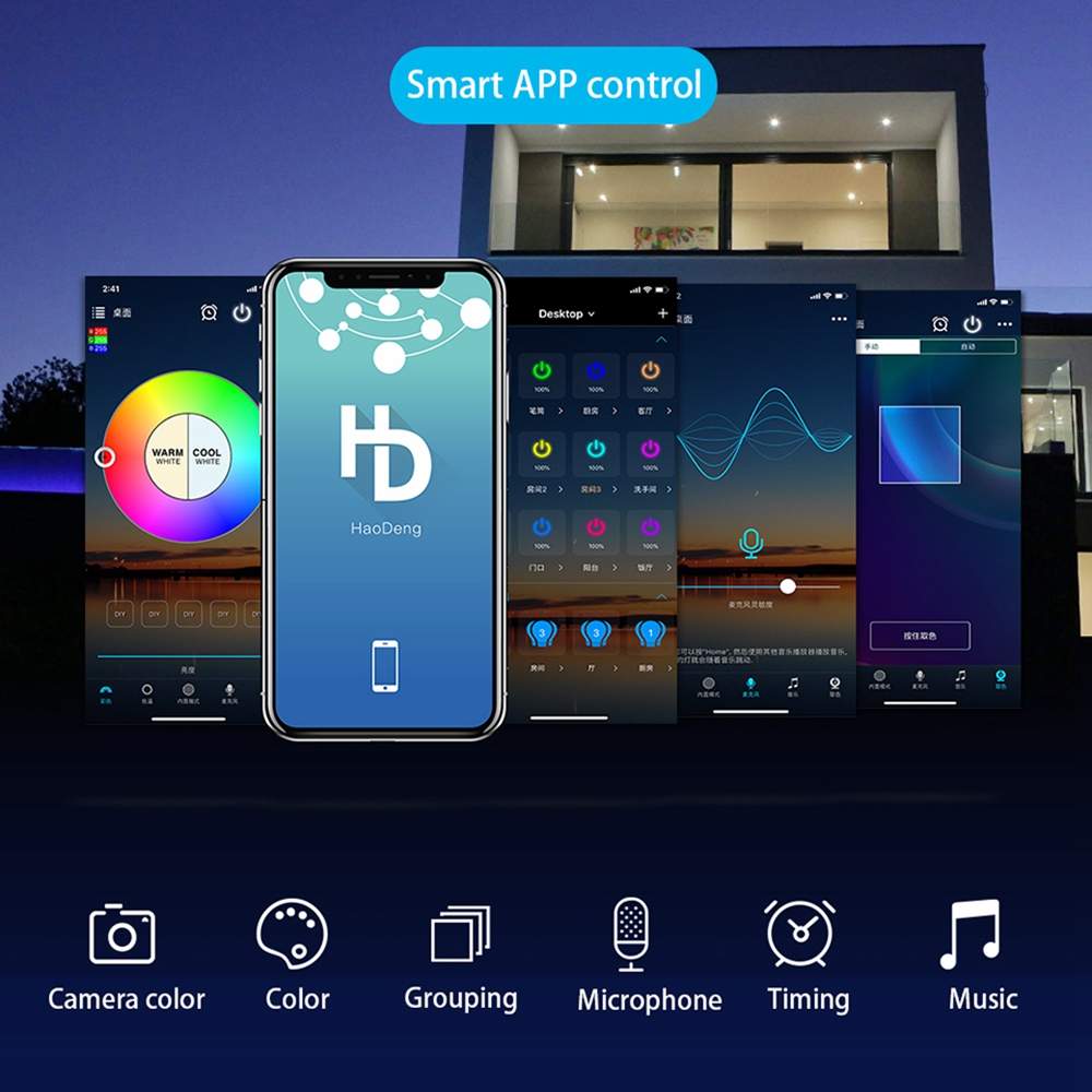 5W bluetooth music Lamp LED Smart APP Control Smart Home Downlight Timer RGBCCT Dimming Embedded Indoor for Bedroom