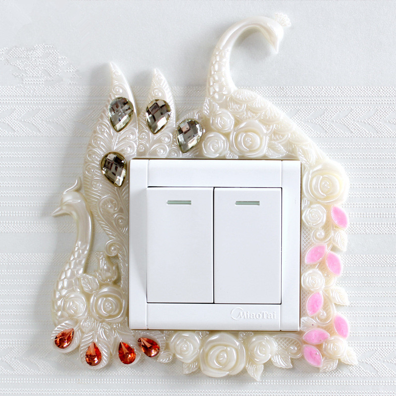 living room bedroom lamp wall socket protection decorative switch sticker wall sticker double switch cover decoration