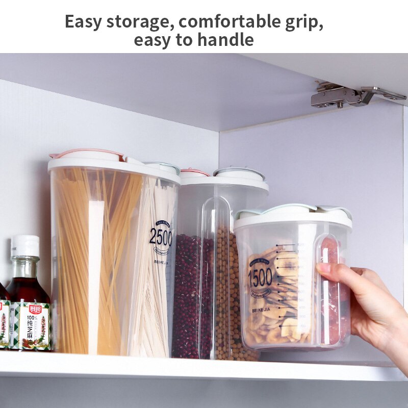 1500ml/2500ml Kitchen Storage Box Multiple Grids Transparent Kitchen Storage Container With Scale Storage Container Jar