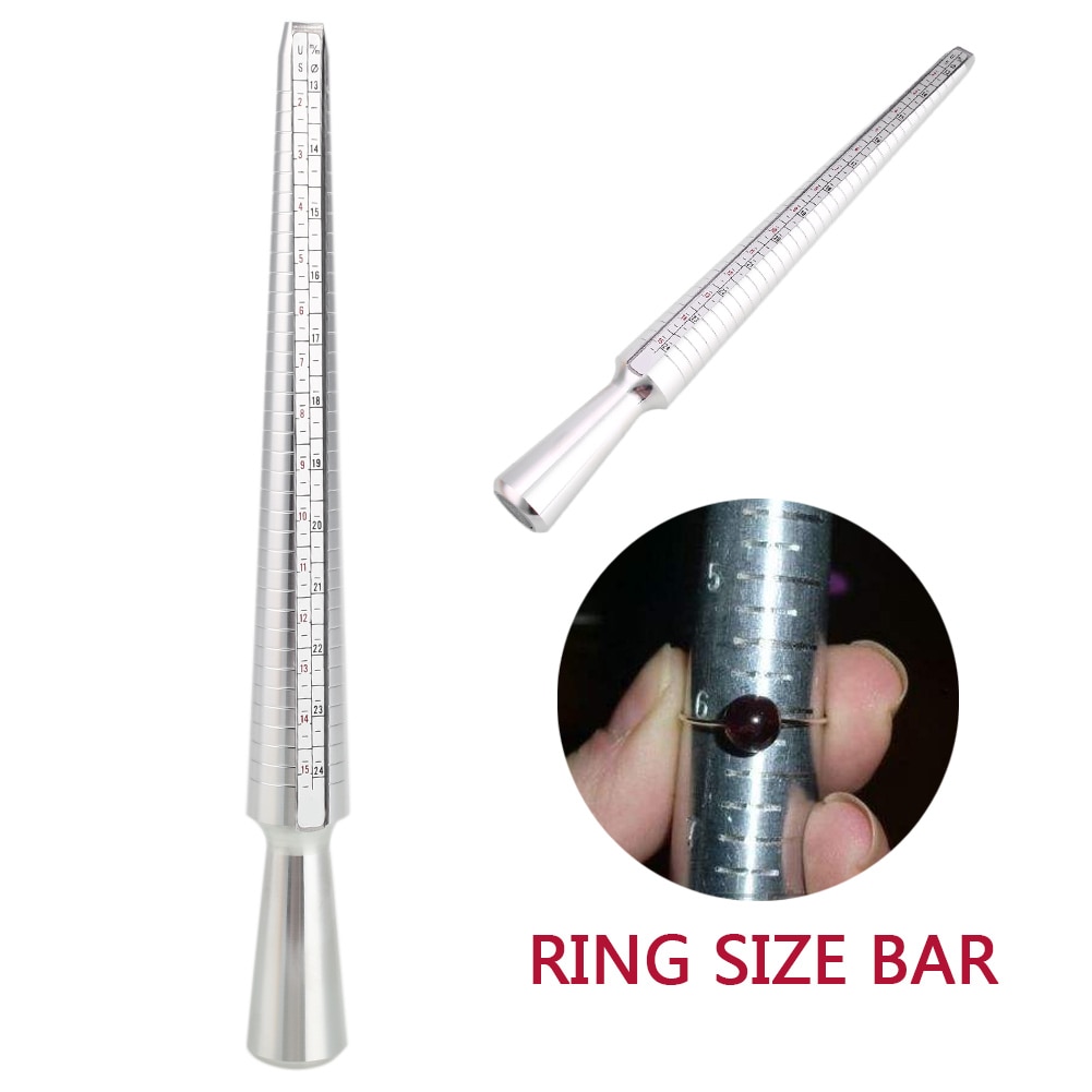 Measuring Rod Measuring Stick Tool Size Bar Metal Silver Sturdy Ring Size Mandrel Finger Hammer Measure 1056A Meter