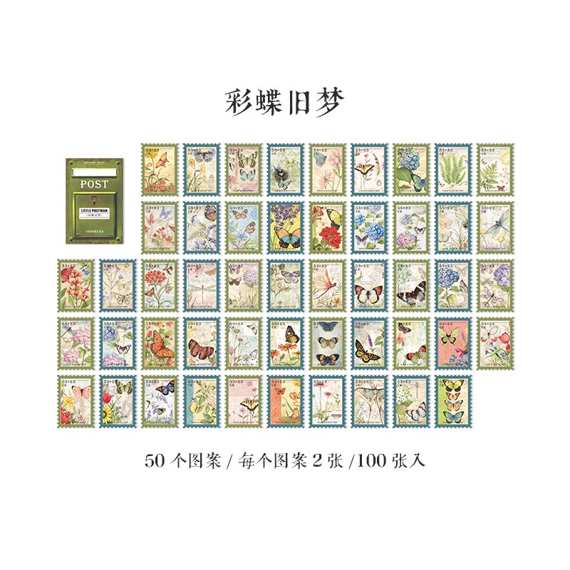 100pcs/lot Kawaii Stationery Stickers Post Diary Planner Decorative Mobile Sticker Scrapbooking DIY Craft Sticker: caidiejiemeng