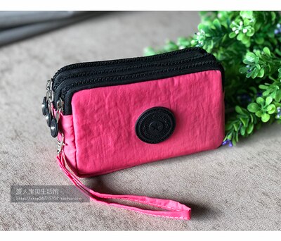 women Korean canvas clutch fabric coin purse female three-layer zipper mobile phone key bag card coin bag medium: 4a