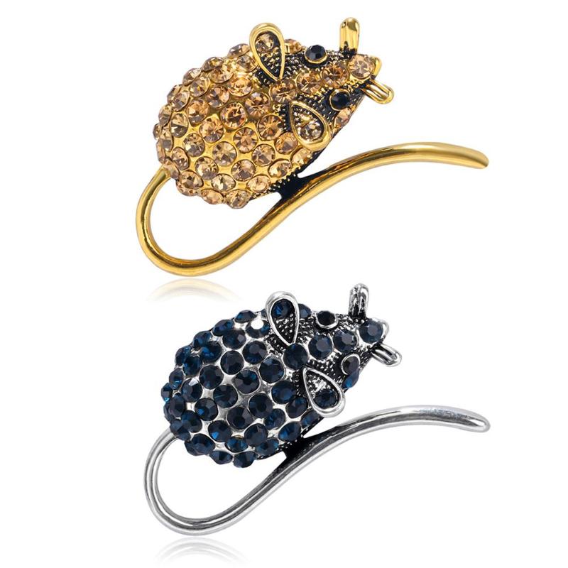 Strass Muis Broche Retro Badge Rugzak Jas Decor Ornamenten Rhinestone Animal Broche Pins