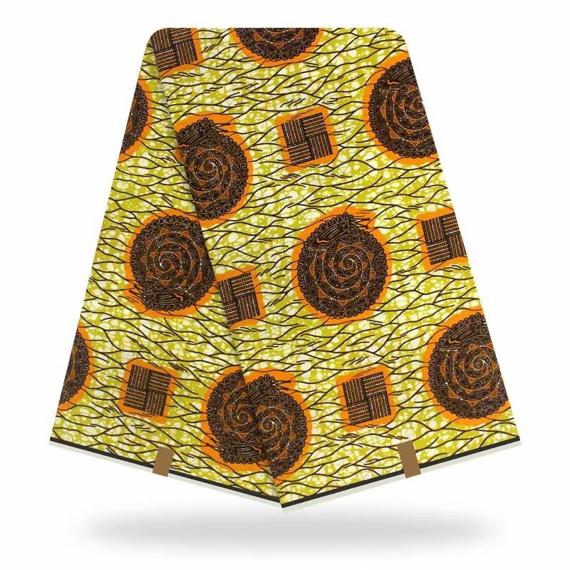 Afrikansk gul 100%  bomuld original voks stof afrikansk print stof til brudekjole tissue afrikansk stof