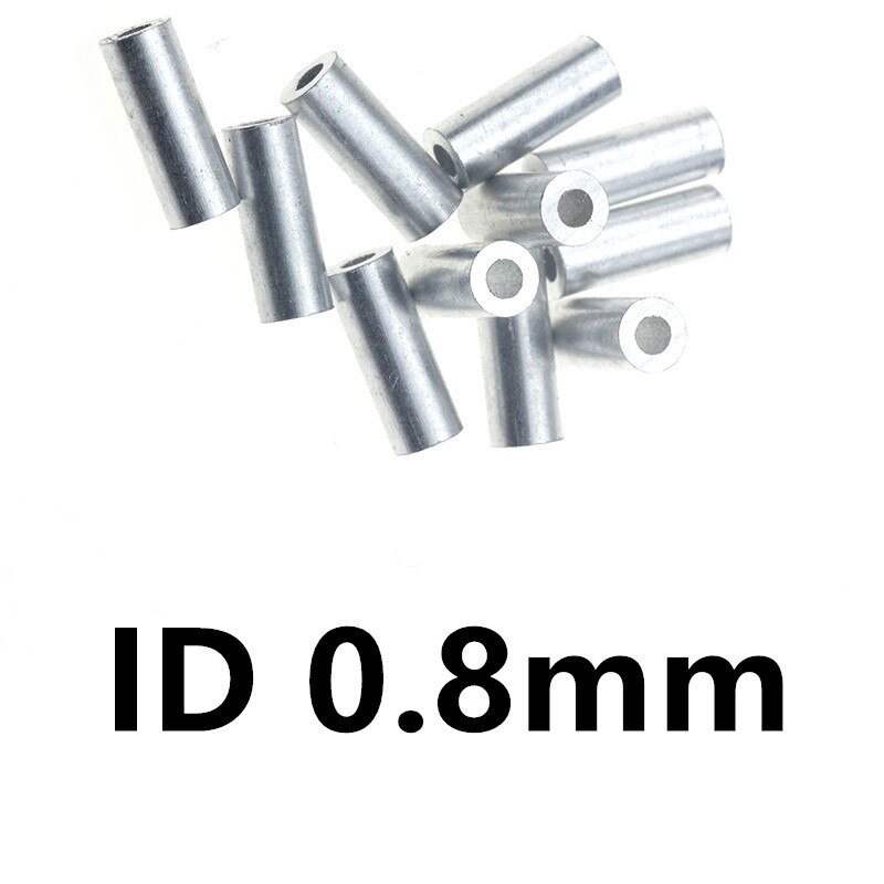 Krymphylsor i aluminium 100 st/lot enkel rund fiskelina krymptråd tillbehör för krympning 0.8-1.8mm