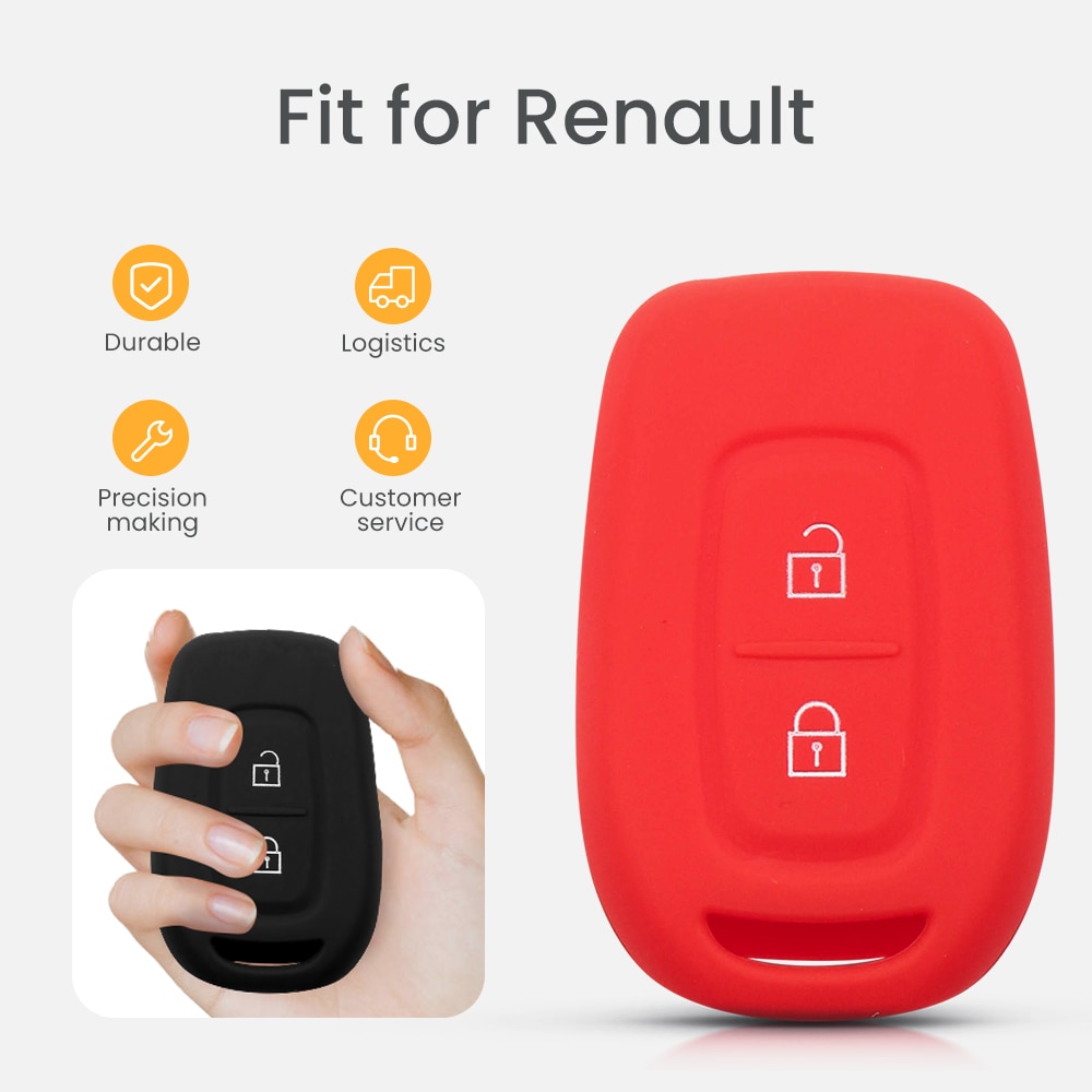 KEYYOU-funda Llave recta de silicona para mando a distancia de coche, funda para Renault Megane Koleos Dacia Scenic Master Logan, 2 botones