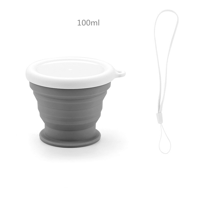 Taza plegable de silicona para niños y estudiantes, botella de agua de 350ml, libre de bebida deportiva al aire libre, taza de café: 100ml-Gray