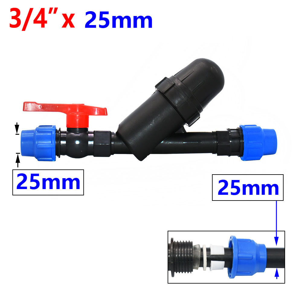 Irrigatie Metalen Mesh Filter 3/4 "1" 1.25 "1.5" 2 Inch 120 Mesh Water Filter Mesh Tuin drip Irrigatie Tool 1Pcs: Black