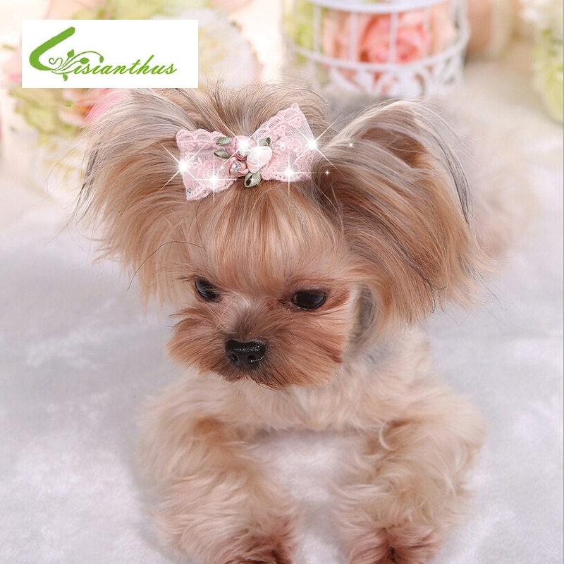 6 stks Bling Strass Luxe Huisdier Puppy Hond Kat Haarspeld Haarelastiekjes Tie Hond Kant Haarspeldjes Hond Grooming Huisdier Haaraccessoires