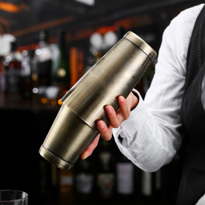 Boston – Shaker à Cocktail, plateaux à secouage pondérés, plaqués or/cuivre, finition noire/miroir, outils de bar haut de gamme