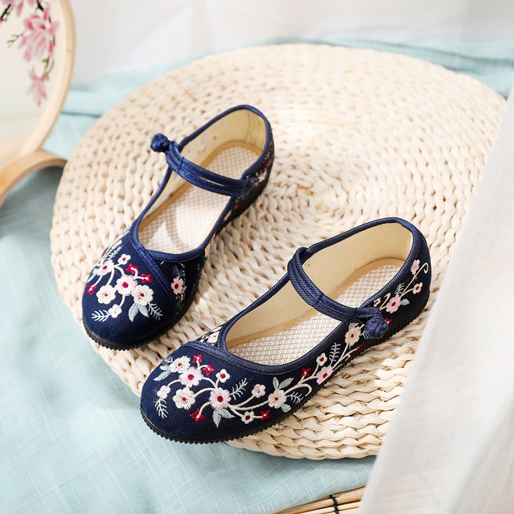 Haftowana, ze wzorem w kwiaty mieszkania buty miękkie dno kobiet buty chińska odzież buty