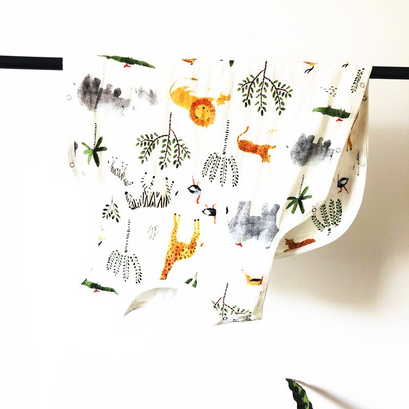 4 Layers Muslin Baby Sleeping Bag For Baby Girl Boy 70% Bamboo Summer Cotton Swaddle Breathable Soft Sleepsack recien nacido: giraffe / S