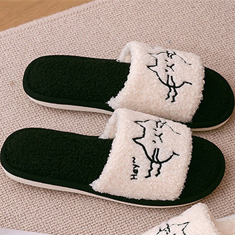 Män tofflor flip flops höst vinter skor tecknad katt plattform manliga rutschkanor halkfria lägenheter inomhus bekväma