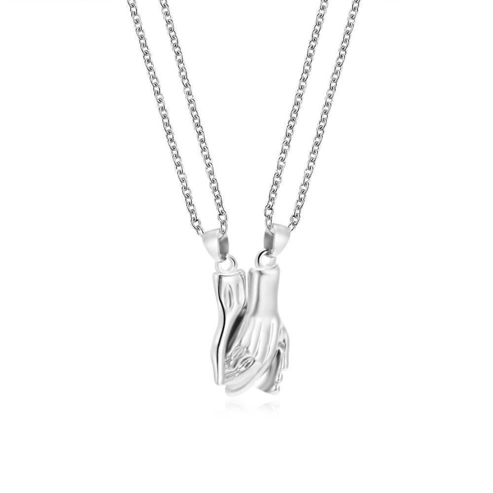 2 Stks/set Paar Handen Houden Hanger Ketting Magneet Bijpassende Lover Hart Magnetische Ketting Paar Vriendschap Valentijn Dag: 02