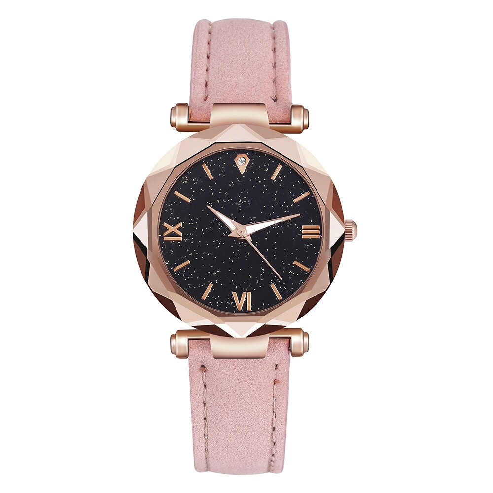 Roman watch digital star lady watch frosted belt watch woman: Pink