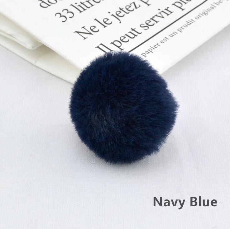 20 stks/partij 3.5cm Faux Fur PomPom DIY Konijn Haarwortel Tas pom pom Bal sleutelhanger Voor Vrouwen Auto haarspeld Zak Sleutelhanger Hoofddeksels: navy blue