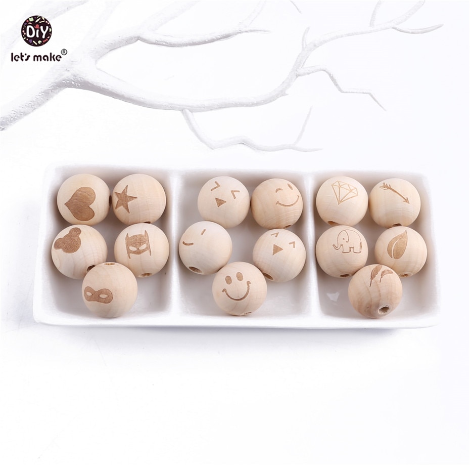 Anneau de dentition let's Make 10 pièces | Perles en bois d'érable, étoile en cœur de alimentaire, anneau de dentition en bois, de dentition, produit pour bébé