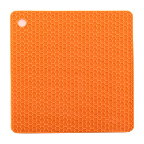 tapis de Table à manger carré en nid d'abeille en Silicone résistant à la chaleur: Orange