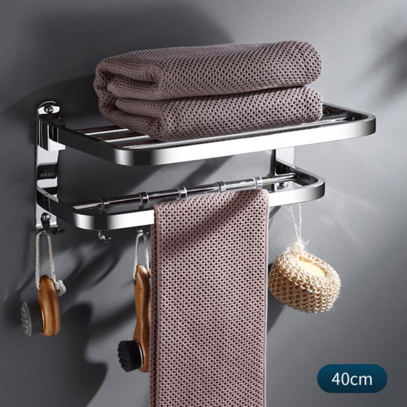 40/50/60Cm Handdoekenrek Muur Gemonteerde Badkamer Handdoek Organizer Storage Rack Hanger Plank Handdoeken Houder voor Badkamer Accessoires