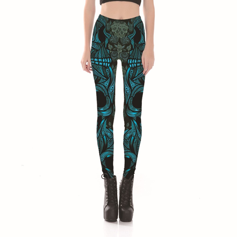 12 14 16 18 stora flickor leggings barn skalle&flower svarta leggings 3d digitaltryckta byxor byxor stretchbyxor plus size: E / 170