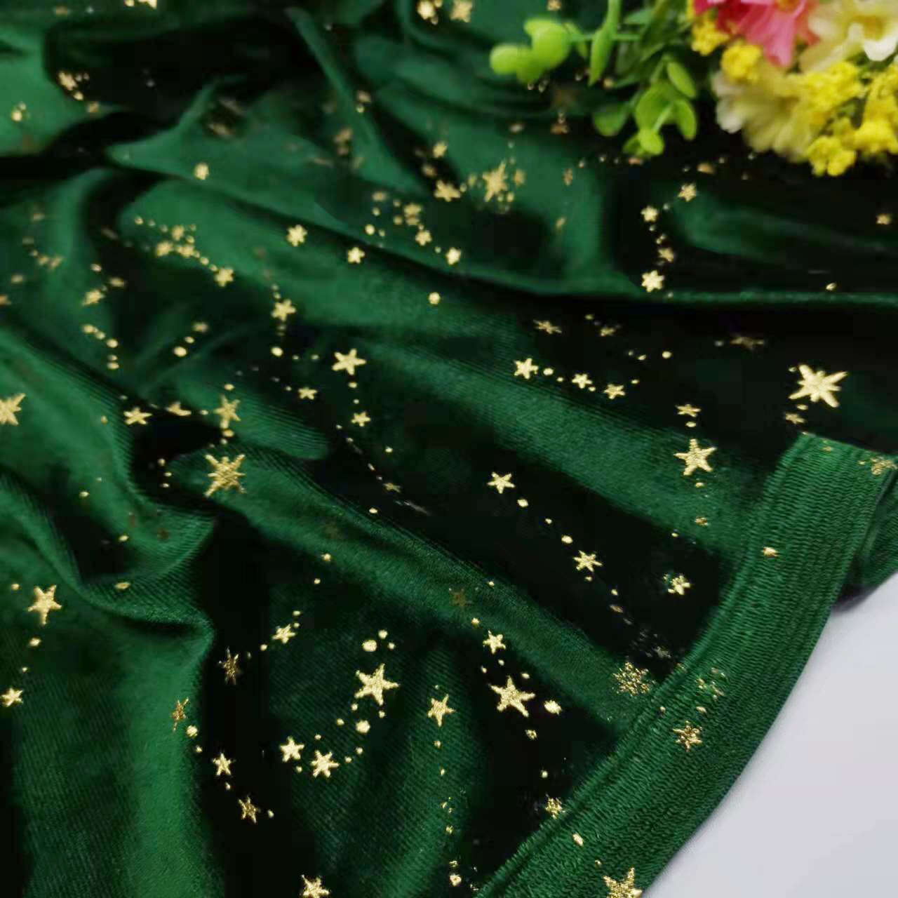 Fluwelen Stof Voor Jurk Prachtige Zijdeachtige Golden Star Broek Glossy Luxe Zachte Rekbare Thuis Textiel