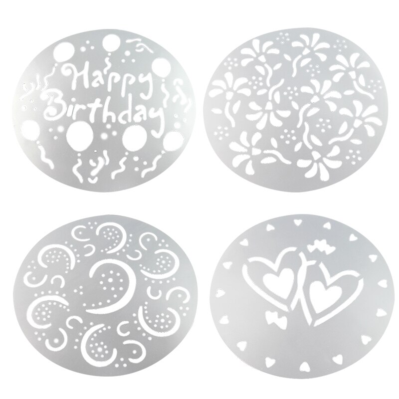 Pvc spuitvorm koffie suiker poeder zeef cakevormen transfervorm taartdecoratie gereedschap keuken bakaccessoires 4pc/ stuks