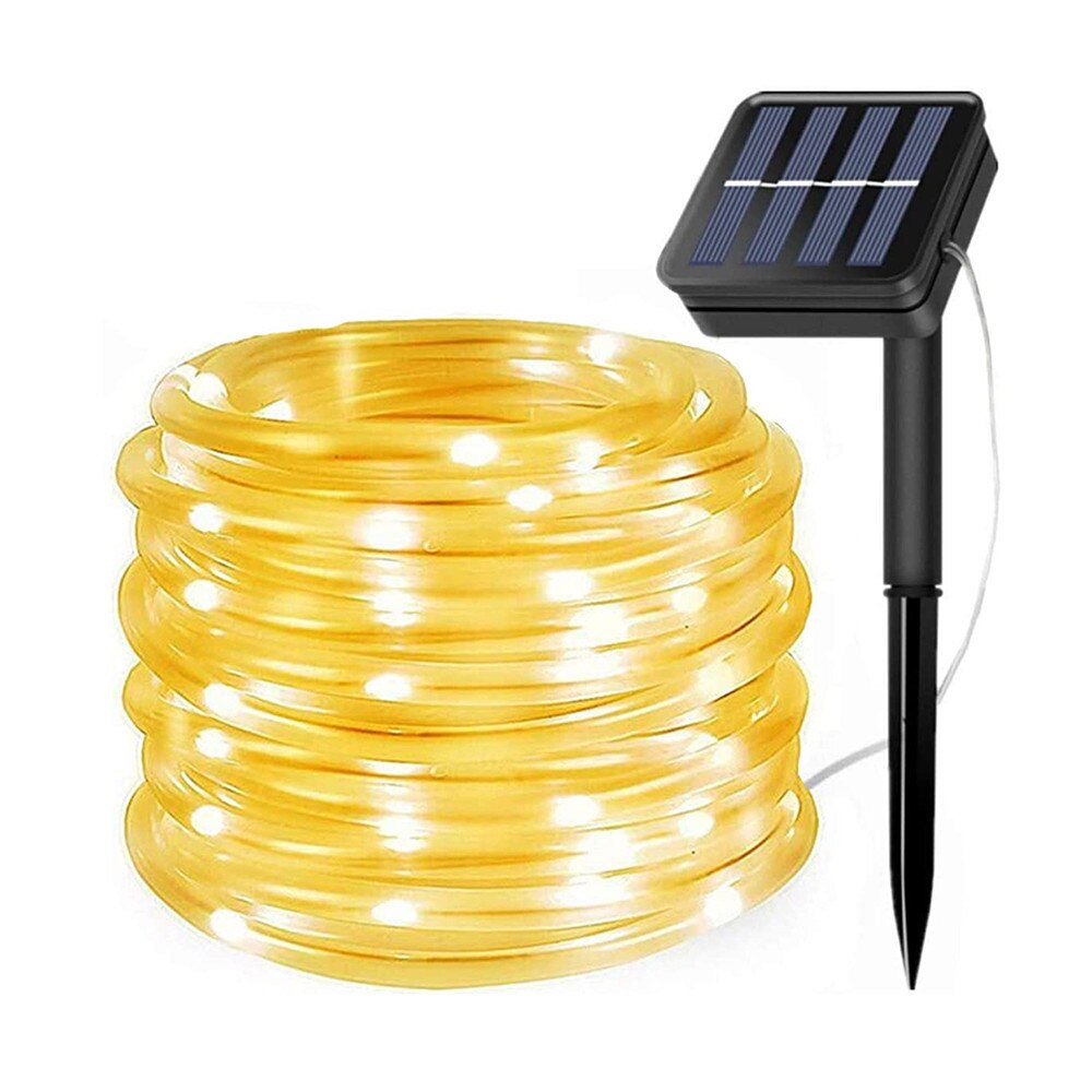 Led trädgård gård solar lampa ljusslingor 7m/12m/22m/32m 300 led fairy julfest krans sol rep tube lamp light: Varm vit / 32m 300 lysdioder