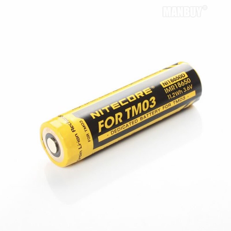 TOPSALE NITECORE IMR18650 11.2Wh 3.6V High Drain Li-ion Rechargeable Battery NI18650D for TM03 TinyMonster Flashlight Button Top