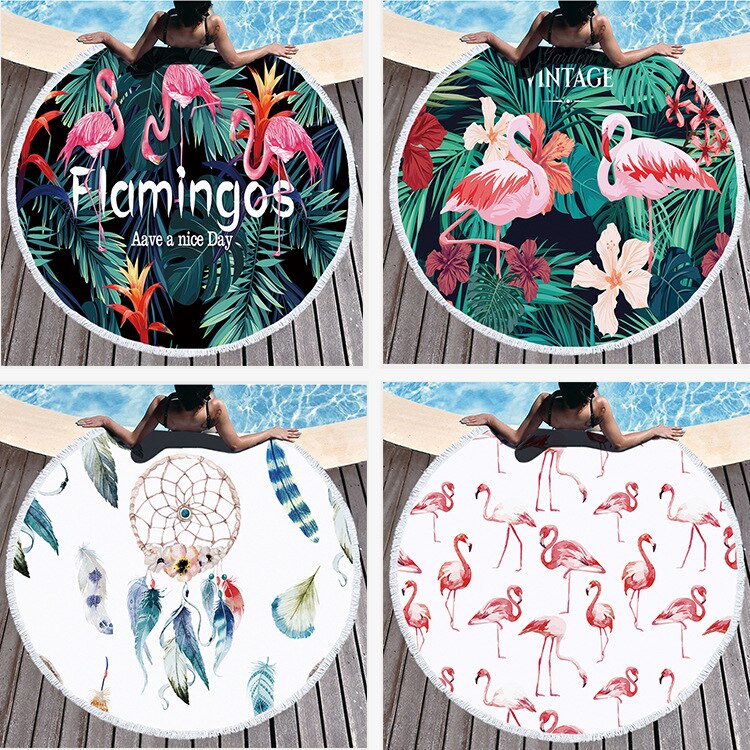 Runde Saugfähig Schnell trocknend Strand Handtuch Schnell Trocknendes Strandtuch Sommer Flamingo Frische Muster Bad Handtuch