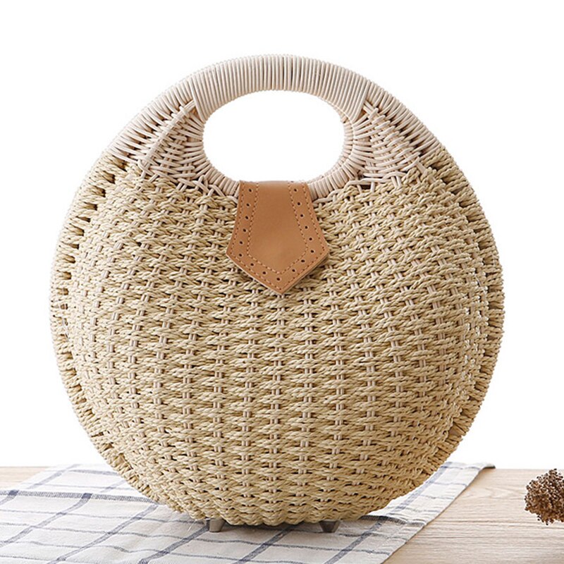Bolsos de mano de mimbre para mujer, bandoleras de de mimbre, informales, para playa y verano
